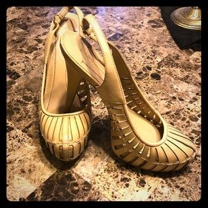 BCBG Nude Sling Back Pumps